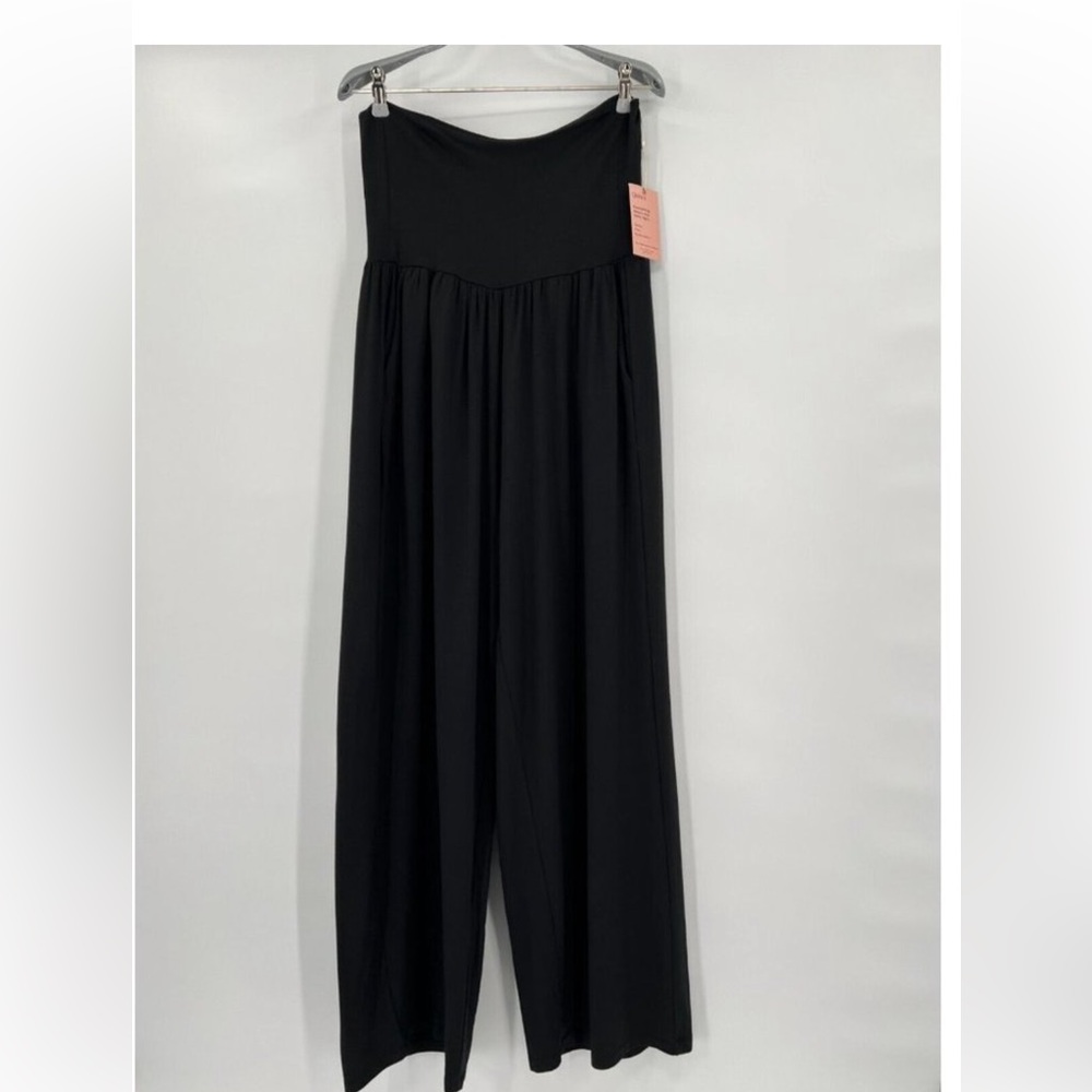 Quince	Women's Black French Terry Modal Wide Leg Pant sz L NWT Relaxed Leg